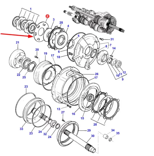 Oryginalna tarcza cierna skrzyni biegów stosowana w ciagnikach marki Challenger, Fendt, Massey Ferguson schemat.