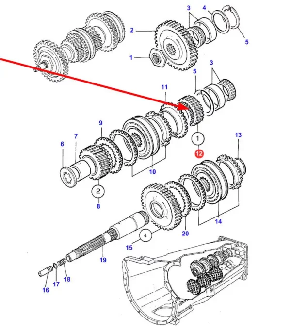 Oryginalne koło zębate Z-15 skrzyni biegów o numerze katalogowy 3617255M3, stosowane w ciagnikach rolniczych marki Massey Ferguson schemat.