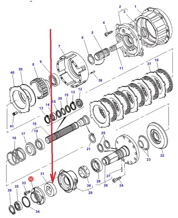 Oryginalna osłona pompy hydraulicznej mokrego sprzęgła o numerze katalogowym 3619666M1, stosowana w ciągnikach rolniczych marek Massey Ferguson i Challenger schemat.