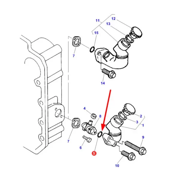 Oryginalny pierścień oring filtra oleju o numerze katalogowym 3637013M1, szeroko  stosowany w ciągnikach rolniczych marki Massey Ferguson schemat.