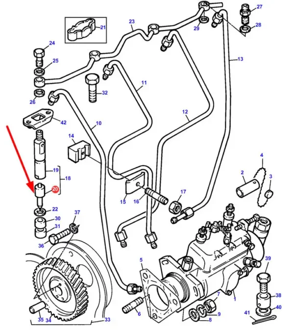 Oryginalna końcówka wtryskiwacza o numerze katalogowym 3637319M1, stosowane w ciągnikach rolniczych marek Challenger oraz Massey Ferguson schemat.