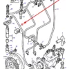 Oryginalny przewód paliwowy pierwszego wtryskiwacza o numerze katalogowym 3638554M1, stosowany w ciągnikach rolniczych marki Massey Ferguson schemat.