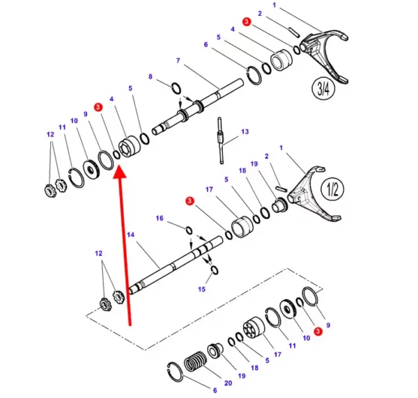 Oryginalny pierścień oring o wymiarach 22,2 x 2,4, stosowany w ciągnikach rolniczych marek Challenger oraz Massey Ferguson. schemat