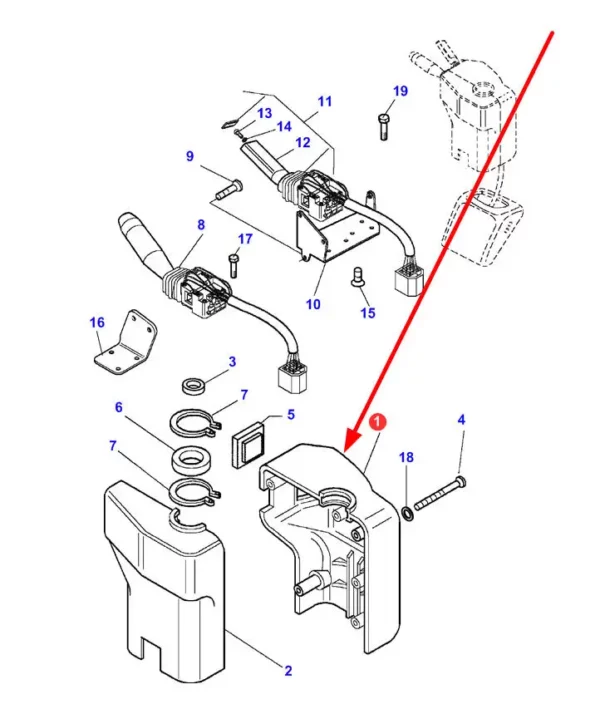 Oryginalna osłona kolumny kierowniczej o numerze katalogowym 3669414M1, stosowana w maszynach rolniczych marki Massey Ferguson schemat