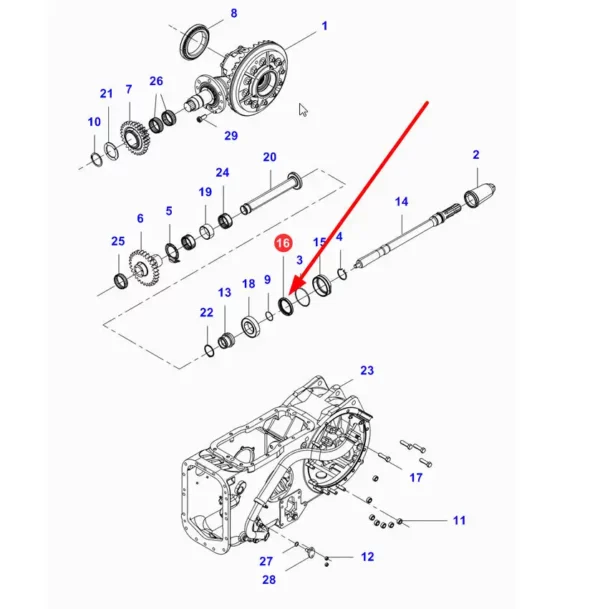 Oryginalny pierścień simering  o wymiarach 56 x 80 x 15,3/17,3 mm i numerze katalogowym 3699801M1, stosowany w ciągnikach rolniczych marki Massey Ferguson. schemat