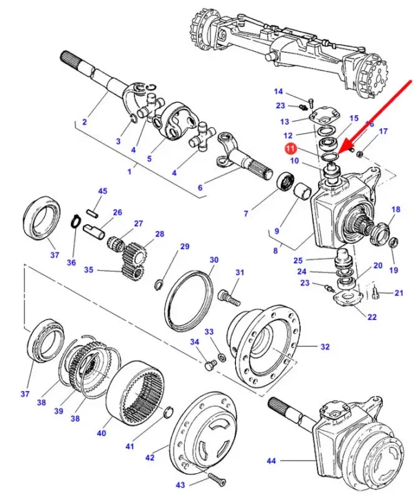 Oryginalny pierścień oring o wymiarach 71,12 x 2,62 mm, numerze katalogowym 371153X1, stosowany w ciągnikach marki Massey Ferguson schemat.