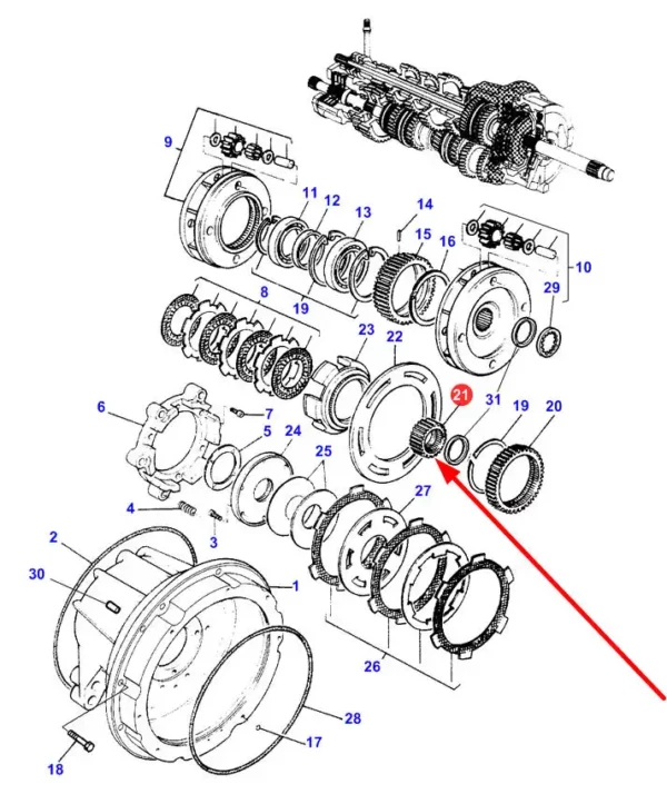 Oryginalna koło zębate przekładni Dynashift , stosowane w ciągnikach marki Challenger, Massey Ferguson schemat.