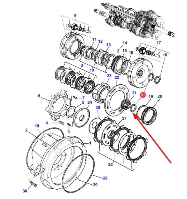 Oryginalna podkładka dystansowa o grubości 0,30 mm i numerze katalogowym 3712691M1, stosowana w ciągnikach rolniczych marki Massey Ferguson oraz Challenger schemat