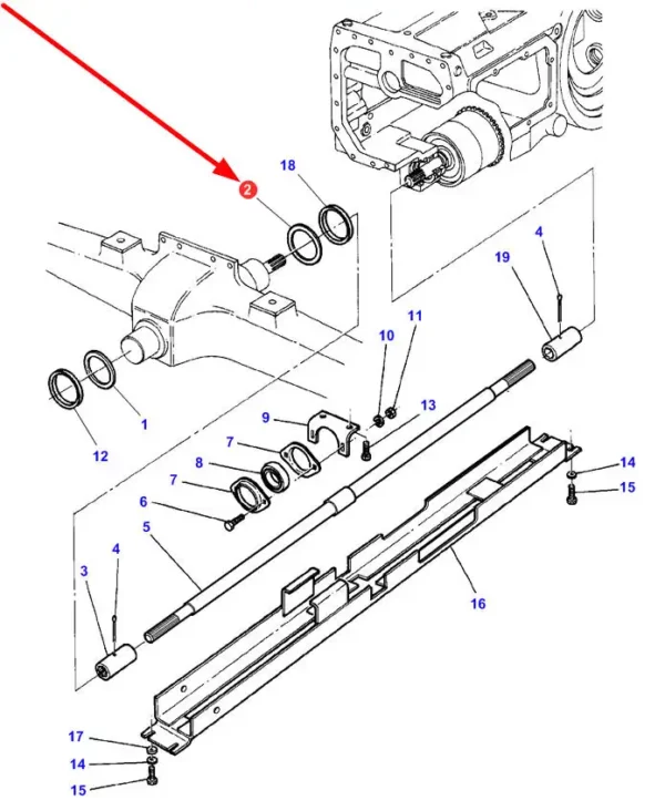 Oryginalna podkładka dystansowa zawieszenia przedniej osi o wymiarach 95-119, gr.4MM i numerze katalogowym 3713939M1, stosowana w ciągnikach rolniczych marki Massey Ferguson, Challenger.