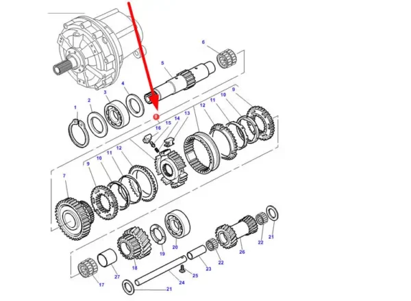 Oryginalny synchronizator o numerze katalogowym 3714238M95, stosowany w ciągnikach rolniczych marki Massey Ferguson schemat