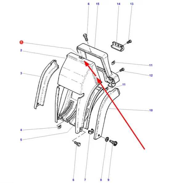 Oryginalny uchwyt obudowy kierowniczy o numerze katalogowym 3715143M1, stosowany w ciagnikach rolniczych marek Massey Ferguson i Challenger. schemat
