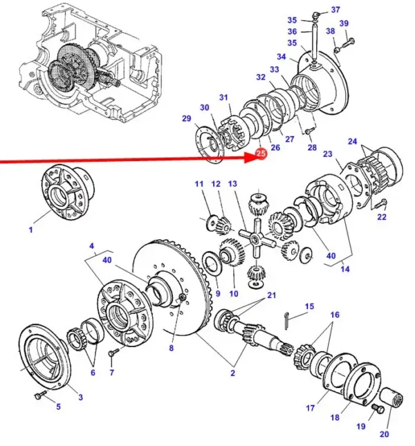 Oryginalna podkładka o numerze katalogowym 3715419M1, stosowana w ciągnikach rolniczych marki Massey Ferguson oraz Challenger- schemat.