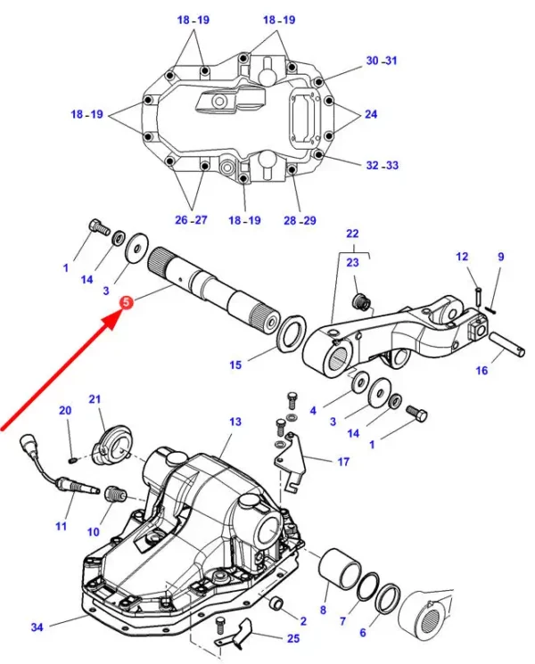 Wałek osłony podnośnika o numerze katalogowym 3715661M2, stosowany w ciągnikach rolniczych marek Massey Ferguson oraz Challenger schemat.