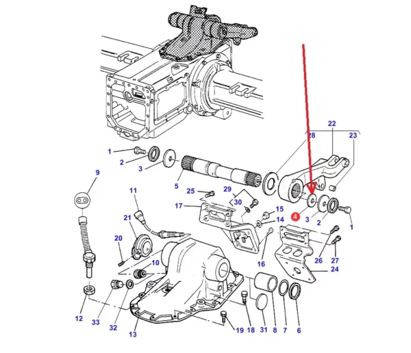 Oryginalna podkładka dystansowa o grubości 0,10 mm i numerze katalogowym 3715663M1, stosowana w ciągnikach rolniczych marek Massey Ferguson i Challenger. schemat