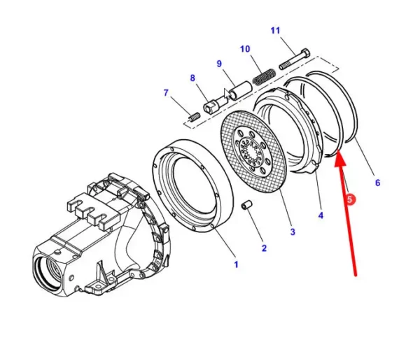 Oryginalny pierścień oring o wymiarach 312 x 5,33 mm, stosowany w ciągnikach Challenger i Massey Ferguson. schemat