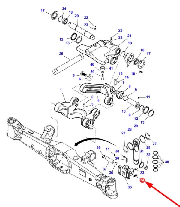 Oryginalna Sruba imbusowa o wymiarach M14 x 35, klasie twardości 12.9 i numerze katalogowym 3764202M1, stosowana w ciągnikach rolniczych marek Massey Ferguson, Challenger schemat.