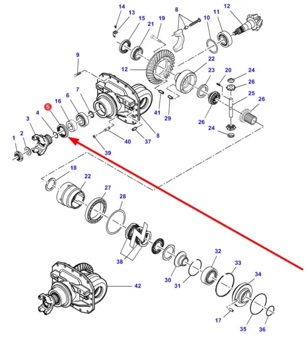 Oryginalny pierścień simering mechanizmu różnicowego przedniej osi o numerze katalogowym 3765720M1, stosowany w ciągnikach rolniczych marek Massey Ferguson, Challenger schemat.