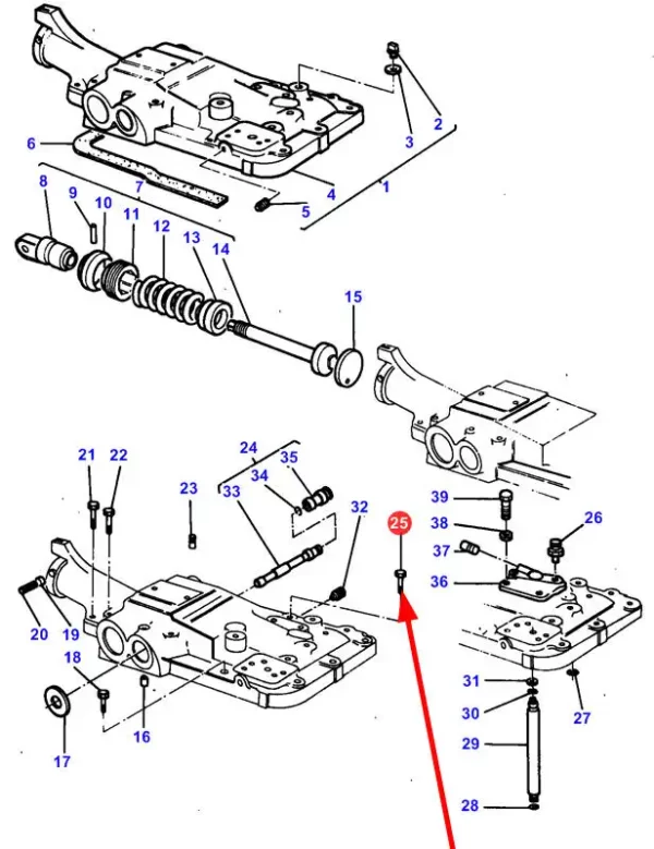 Oryginalna śrruba z częściowym gwintem pokrywy siłownika hydraulicznego o numerze katalogowym 376805X1, stosowana w ciągnikach rolniczych marki Massey Ferguson schemat.