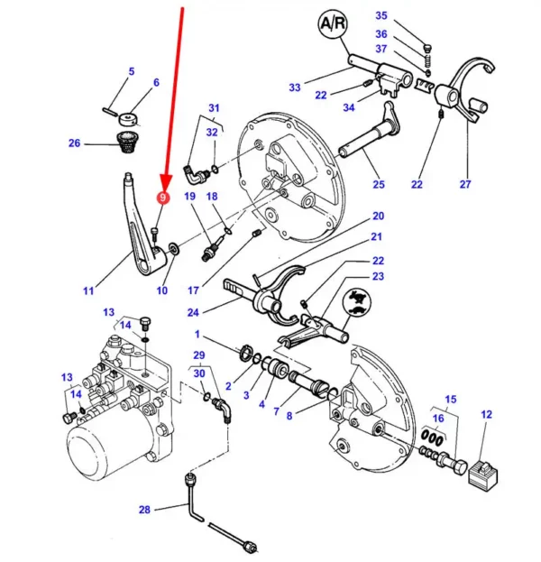 Oryginalna śruba o wymiarach 3/8" i numerze katalogowym 3771408M1, szeroko stosowana w skrzyniach biegów ciągników rolniczych marki Challenger, Massey Ferguson schemat.