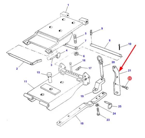 Oryginalna śruba calowa z częściowym gwintemo wymiarach 1/2" x 2- 3/8" i numerze katalogowym stosowana w ciągnikach rolniczych marek Challenger oraz Massey Ferguson schemat.