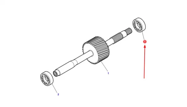 Oryginalne łozysko baryłkwe skrzyni biegów o numerze katalogowym 3779336M2, stosowane w ciągnikach rolniczych marek Massey Ferguson i Challenger.-schemat