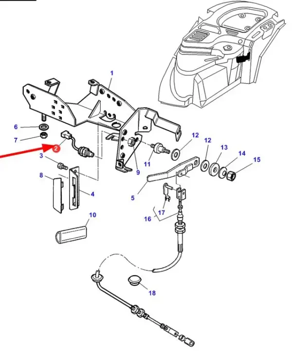 Oryginalny czujnik elektryczny o numerze katalogowym 3780581M2, stosowany w ciągnikach rolniczych marki Massey Ferguson oraz Challenger- schemat.