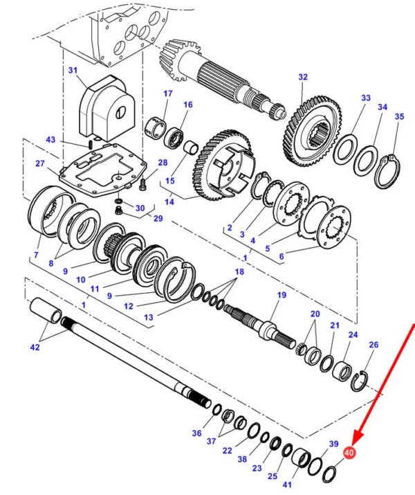 Oryginalny pierścień oring wału napędu przedniej osi o wymiarach 59,99 x 2,62 mm i numerze katalogowym 378229X1, stosowany w ciągnikach rolniczych marek Massey Ferguson, Challenger schemat.