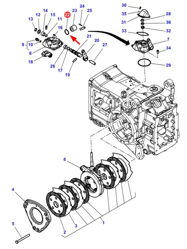 Oryginalny pierścień oring, stosowany w ciągnikach rolniczych marki Massey Ferguson.