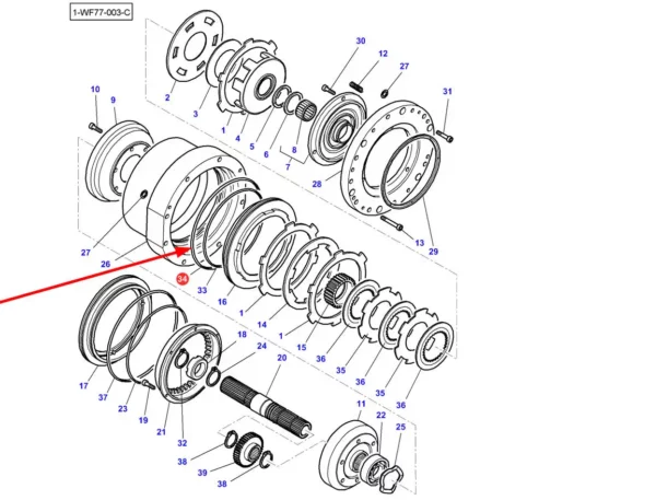 Oryginalny pierścień oring o wymiarach 385x3,53 i numerze katalogowym 378288X1 stosowany w ciągnikach rolniczych marek Massey Ferguson oraz Challenger schemat.