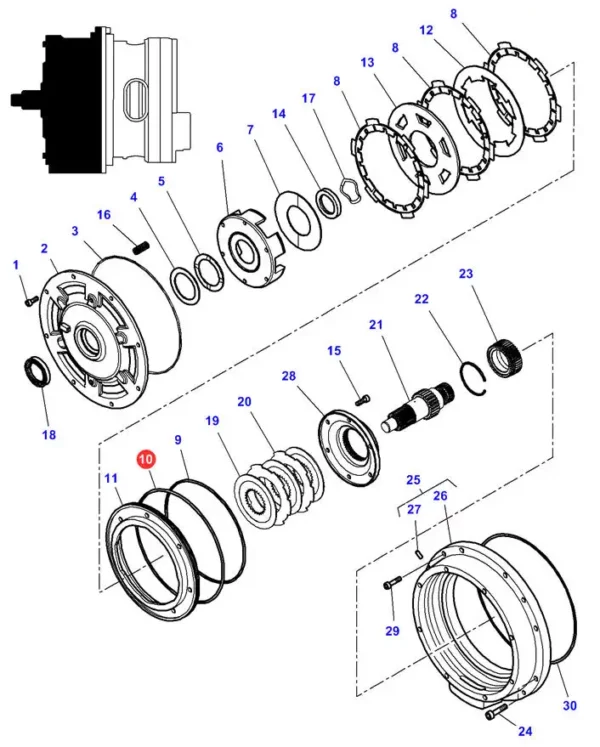 Oryginalny pierścień oring przekładni Powershift 253,59 x 3,53, stosowany w maszynach marki Massey Ferguson. schemat