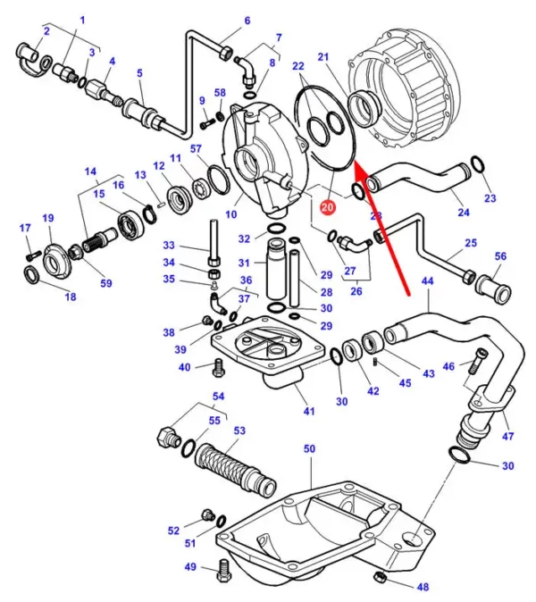 Oryginalny pierścień oring sprzęgła Dynashift o numerze katalogowym 378293X1, stosowany w ciągnikach rolniczych marki Massey Ferguson schemat.