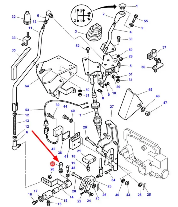 Oryginalny klin mechanizmu zmiany biegów o numerze katalogowym 3783464M1, stosowany w ciągnikach rolniczych marek Challenger oraz Massey Ferguson schemat.