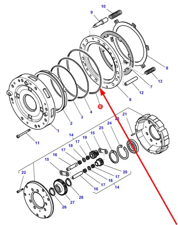 Oryginalny pierścień oring przekładni o numerze katalogowym 3790325M1, stosowany w ciągnikach rolniczych marek Massey Ferguson, Challenger schemat.