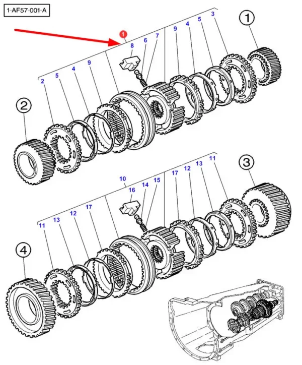 Oryginalny synchronizator, stosowany w maszynach rolniczych marki Massey Ferguson. schemat