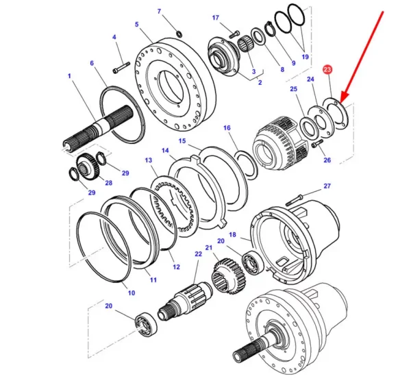 Oryginalna podkładka 0,10mm o numerze katalogowym 3791581M1 stosowana w ciągnikach rolniczych marki Massey Ferguson schemat.