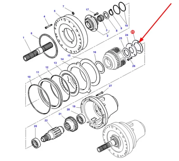 Oryginalna podkładka 0.30mm grubości o numerze katalogowym 3791582M1 stosowana w ciągnikach roniczych marki Massey Ferguson schemat.