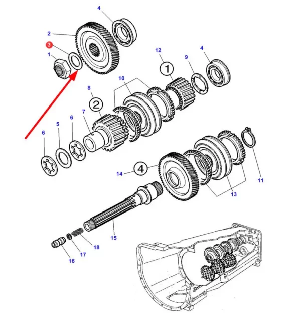 Oryginalna podkładka skrzyni biegów o numerze katalogowym 3792379M1 stosowana w ciągnikach rolniczych marki Massey Ferguson schemat.