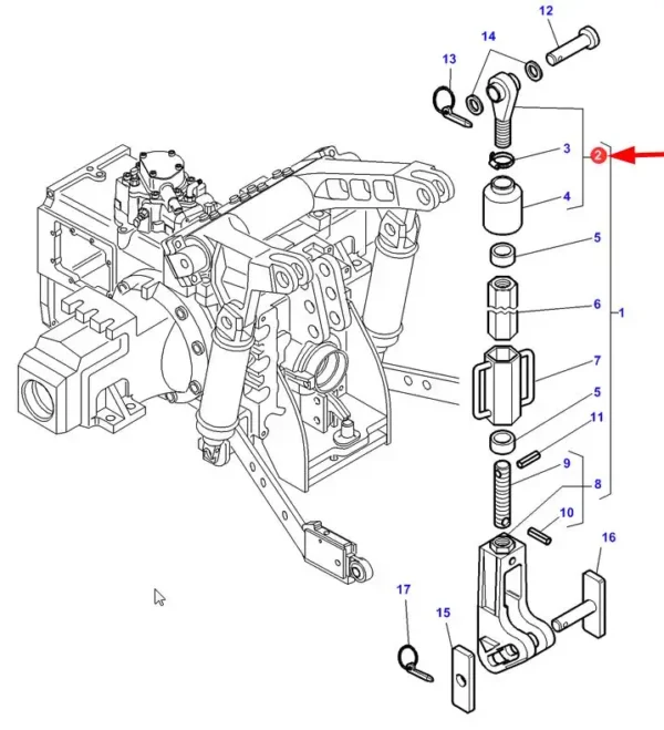 Oryginalny sworzeń łączący o numerze katalogowym 3792629M91, stosowany w ciągnikach rolniczych marki Massey Ferguson oraz Challenger- schemat.