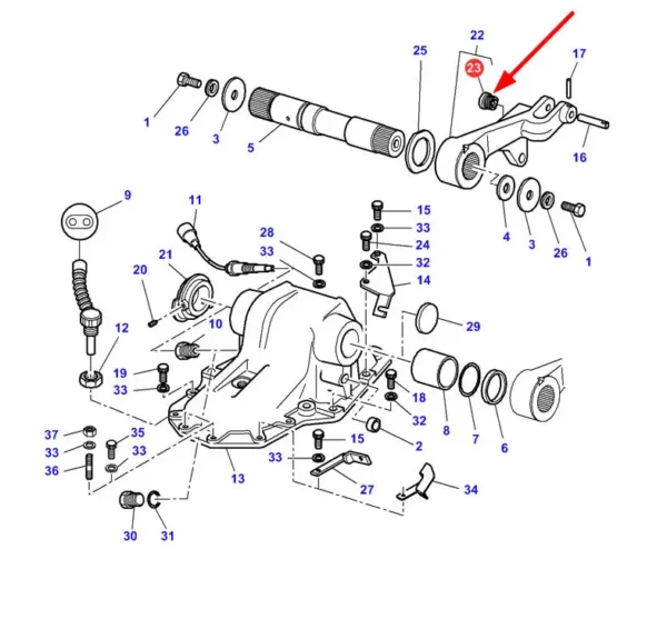 Orygnalna tuleja ramienia tylnego podnośnika hydraulicznego, stosowany w ciągnikach marki Challenger oraz Fendt schemat.