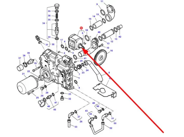 Oryginalna pompa hydrauliczna o numerze katalogowym 3797114M2, stosowana w ciągnikach marki Massey Ferguson schemat