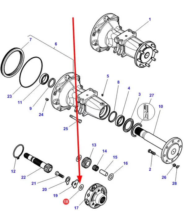 Oryginalna podkładka dystansowa 0,35 mm o numerze katalogowym 3798544M1,stosowana w maszynach marek Massey Ferguson, Challenger oraz Valtra schemat