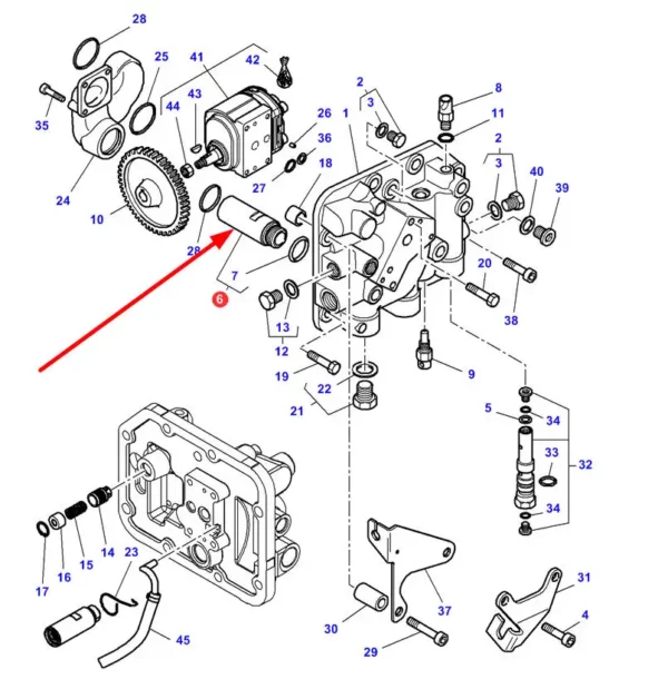 Oryginalny zawór układu hydraulicnego, stosowany w ciągnikach marki Challenger oraz Massey Ferguson schemat