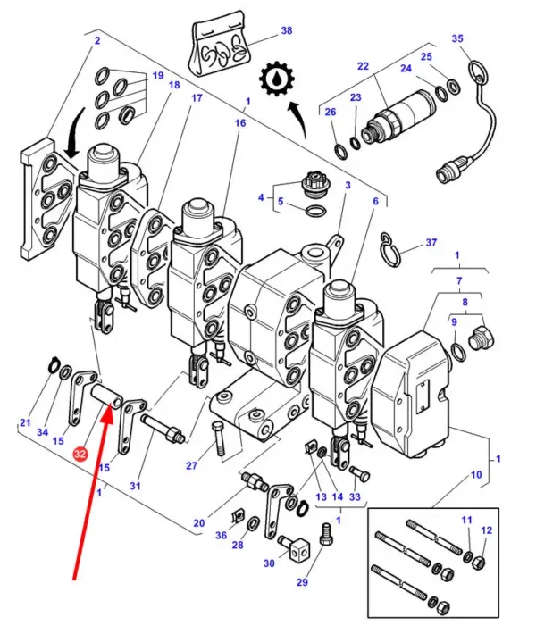 Oryginalna tuleja dystansowa o numerze katalogowym 3800259M1, stosowana w ciągnikach rolniczych marki Massey Ferguson schemat.