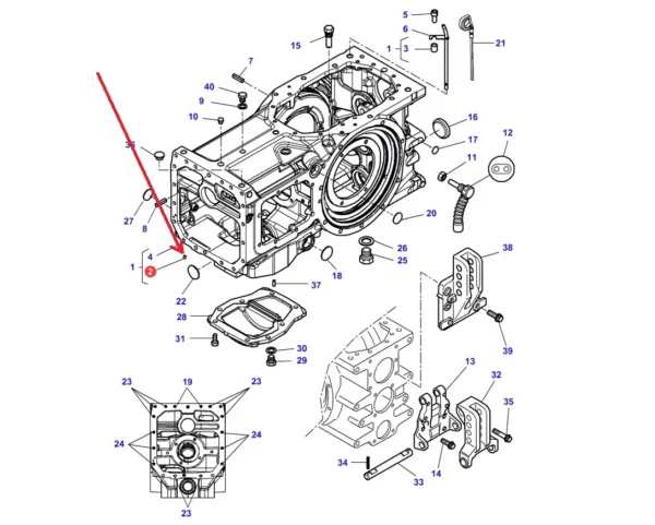 Oryginalna zaślepka mostu skrzyni biegów o numerze katalogowym 380058X1, stosowany w ciągnikach rolniczych marek Massey Ferguson i Challenger. schemat