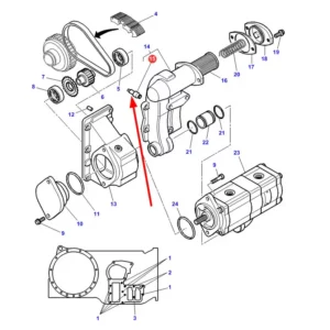 Oryginalny kołek obudowy pompy hydraulicznej o numerze kataklogowym 3810759M1, stosowany w ciągnikach rolniczych marek Challenger oraz Massey Ferguson schemat.