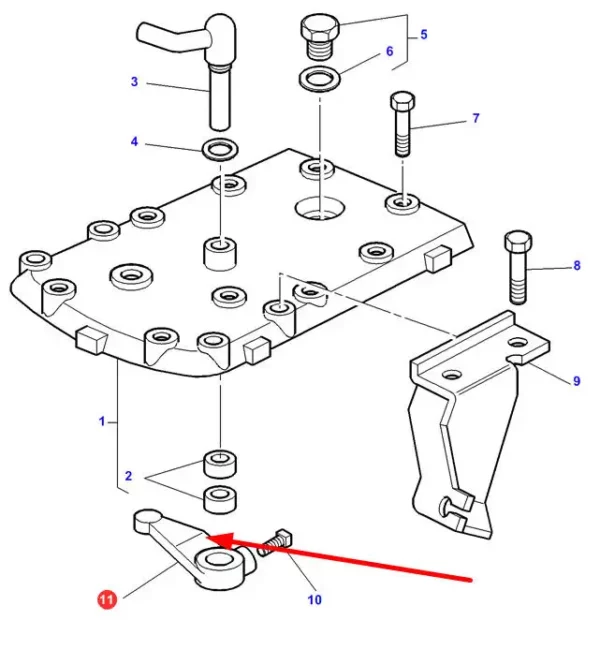 Oryginalny element mocujący o numerze katalogowym 3813533M1, stosowany w ciągnikach rolniczych marki Massey Ferguson schemat.