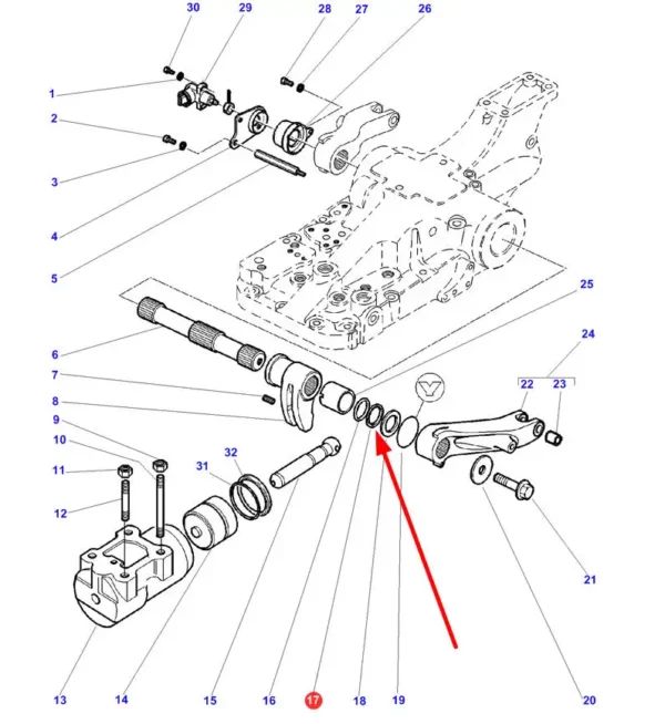 Oryginalny pierścień oring podnośnika hydraulicznego o wymiarach  6,2 x 3,2mm i numerze katalogowym 3823623M1, stosowany w ciągnikach rolniczych marek Challenger oraz Massey Ferguson schemat.