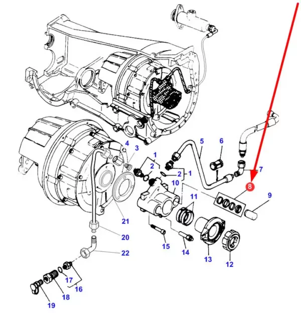 Oryginalny zestaw naprawczy sprzęgła o numerze katalogowym 3900423M91, stosowany w ciągnikach rolniczych marki Massey Ferguson schemat.