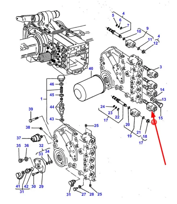 Oryginalny elektrozawór hydrauliczny, stosowany w ciągnikach rolniczych marki Massey Ferguson. schemat