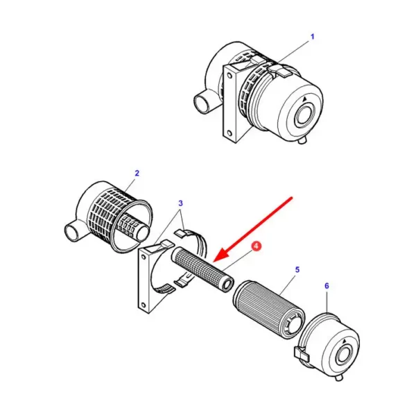 Oryginalny, wewnętrzny filtr powietrza Agco, stosowany w ciągnikach rolniczych marki Massey Ferguson. schemat